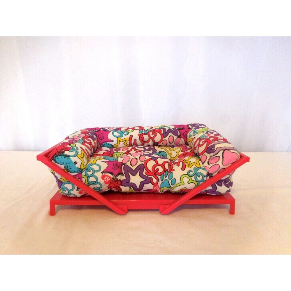 American Girl Doll Funky Pet Bed Truly Me Red Frame with multi color bed